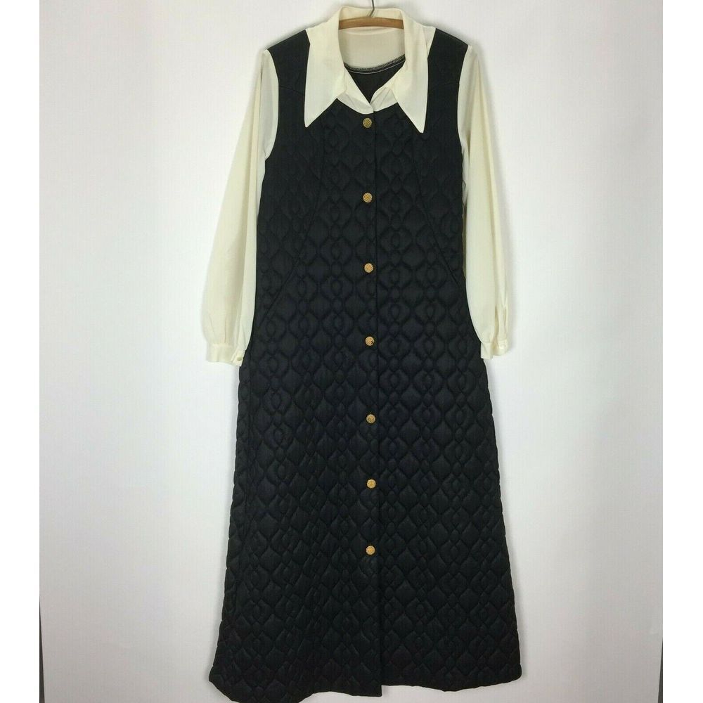 Vintage 60s Texsheen Robe Housecoat Size XS‎ S Satin Quilted Maxi Pockets New